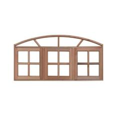 Janela Maxim-Ar Quadriculada 80cm Arco em Madeira Maciça Cedro Arana C