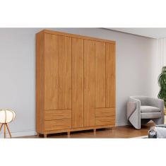 Guarda Roupa 6 Portas e 4 Gavetas c/ Pés Canadá Plus Cinamomo - Conquista