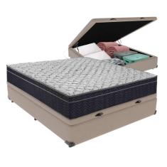Conjunto Viúvo Cama Bege Box Baú Colchão Firme Ortobom D45 - Bege
