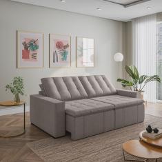 Sofá Cama Retrátil e Reclinável 3 Lugares 260cm em Linho Palmeira CabeCasa MadeiraMadeira