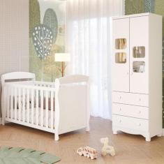 Quarto de Bebê Completo Berço Americano Marquesa 3 Em 1 Guarda Roupa U