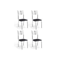 Cadeira Sala De Jantar Munique 4c047 Kit 4 Un Cromado/courano Preto - Kappesberg