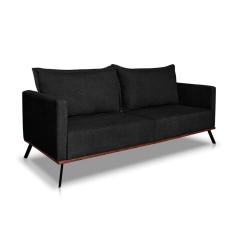 Sofá 3 Lugares Zeus Linho Bouclê Preto 200 cm