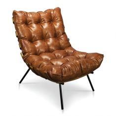 Poltrona Costela Corano Nozes Base Metal