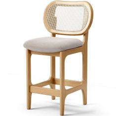 Banqueta Baixa Bar Cozinha Sala De Jantar Betta L02  Tela Bouclê Creme - Lyam Decor