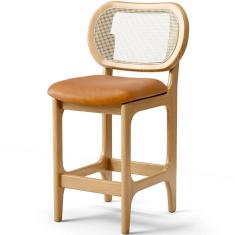 Banqueta Baixa Bar Cozinha Sala De Jantar Betta L02 Tela Couríssimo Whisky - Lyam Decor