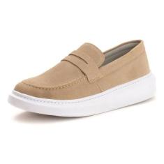 Tenis Mocassim Masculino Sola Alta Calce Fácil - Steve Walker, Creme, 