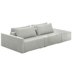Sofá Ilha Modular Com Puff Para Sala Living 232cm Georgia Z08 Linho Cinza Claro - Mpozenato