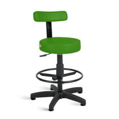 Cadeira Mocho Alto Estética Giratória Com Sapatas fixa Cor:Verde - Ide