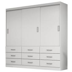 Guarda Roupa Isabela Casal 3 Portas 9 Gavetas Evidencia Cor Branco