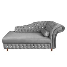 Divã Chesterfield Juliette 160cm Pés Chanfrado Grafite