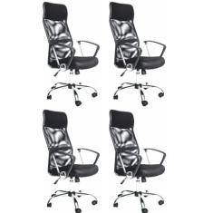 Kit 4 Cadeira de Escritorio Presidente Comfort Preto