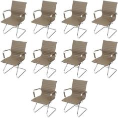 Kit 10 Cadeiras para Escritorio Interlocutor Base Fixa Esteirinha Corino 3301 Fendi