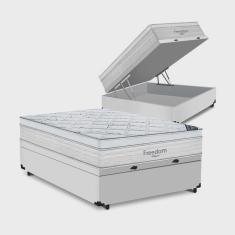 Cama Box Com Baú Casal + Colchão De Molas Ensacadas - Ortobom - Freedom 138cm Branco