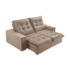 Sofá 5 Lugares Retrátil E Reclinável Martins M-165 Veludo Bege