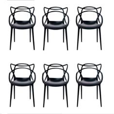 Kit - 6 X Cadeiras Masters Allegra - Preto - Universal Mix