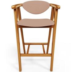 Banqueta Alta Para Cozinha Bancada Bar Sala De Jantar Fixa Cecília L02 Linho Rosê