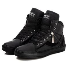 Tênis Fitness Feminino Botinha Treino Academia Couro com Zíper-Feminino