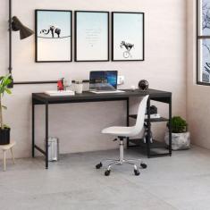 Escrivaninha Mesa Escritório com Estante Baixa Estilo Active 2 Pratele