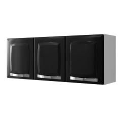 Armário de Cozinha Aéreo Itatiaia Aço 3 Portas Rose Preto