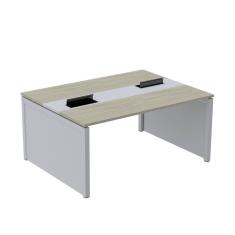 Mesa de Plataforma Dupla para 2 Pessoas Corporativa 140x120/2p Nogueira Casablanca/Cinza