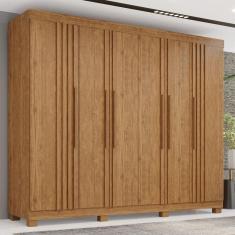 Guarda-roupa com Ripado 6 Portas 4 Gavetas Londres Prime Cinamomo