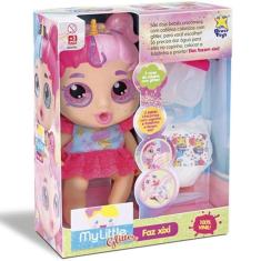 Boneca MY Little Glitter FAZ Xixi Cabelo Rosa Divertoys 8282