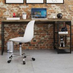 Mesa Escrivaninha 2 Prateleiras Carvalho Dark/Preto 14908 - Compace