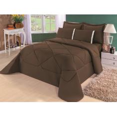 Kit Edredom + Lençol Dupla Face Casal Queen 6 Pçs Marrom - Confecções 