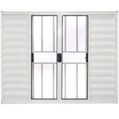 Janela Veneziana 6 Folhas Alumínio Branco 1.00 x 1.20 Modular com Grad