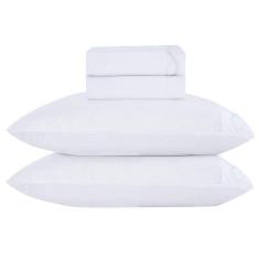 Jogo Lençol Casal Amore Bordado 4pç 100% Poliéster - Branco