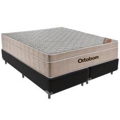 Cama Box Preto e Colchão Airtech  Molas Ensacadas Queen Ortobom