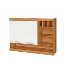 Armário Aéreo P/ Cozinha Burguesa 2 Portas C/ Adega 120cm Freijó/branco - Nesher