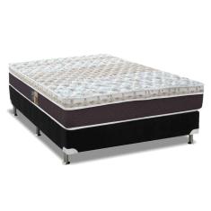 Cama Box Casal Kit 138x188 Pocket Class Híbrido com Colchão Molas Ensacadas Suede Black A Costa Rica