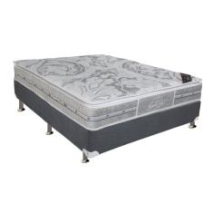 Cama Box Casal: Colchão Molas Castor Pocket Super Luxo Látex SLX + Base CRC Suede Gray(138x188)