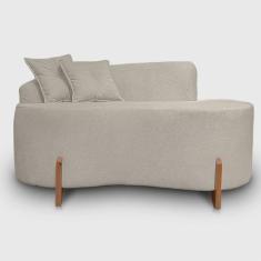 Sofá Curvo Pé de Madeira 2 Lugares Feijão Forma Orgânica Bouclé - Alia