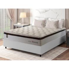 Conjunto Cama Box c/ Molas Ensacadas New York Branco Casal 138x188x73