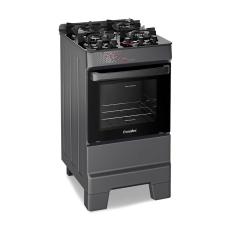 Fogão a Gás Mesa de Vidro Forno 50L Esmaltec IDEAL Top Glass Titanium 4 bocas Bivolt