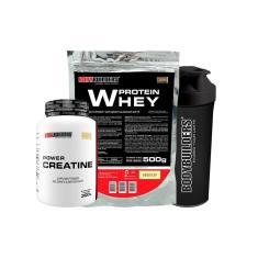 KIT - Whey Protein 500g +  Power Creatina 300g +  Coqueteleira - BodyBuilders-Unissex