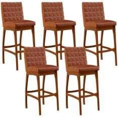 Kit 05 Banquetas Altas Para Cozinha Sala de Jantar Fixa Mila B04 Mater