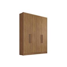 Guarda Roupa Solteiro Moderni-Sevilha Cumaru 4 Portas de Bater 3 Gavetas MDF Blush Móveis Novo Horizonte