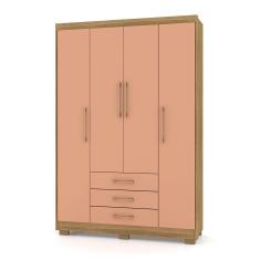 Guarda Roupa Solteiro Valência 4 Portas 3 Gavetas MDP Nature-camarim Pallazio
