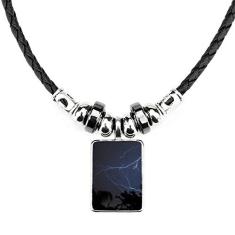 DIYthinker Colar Night Dark Forestry Science Nature Scenery Jewelry Torque Leather Rope Pendant