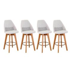 Kit 04 Banquetas Bege Claro E Almofada Zigzag