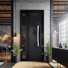 Porta Lambri Pivotante de Aluminio 227x115cm com Visor Preto