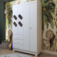 Guarda-Roupa Infantil Escotilha 4 Portas 3 Gavetas Branco - Loja
