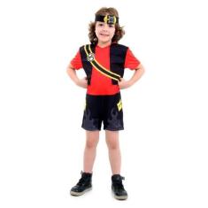 Fantasia Zak Storm Infantil Pirata Com Tapa Olho - Sulamericana, Preto