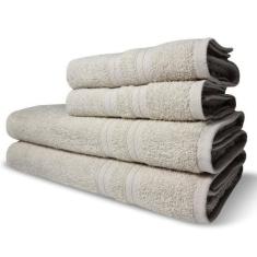 Jogo De Toalhas Itália Soft 4 Pçs - 2 Banho E 2 Rosto 430g/m² 100% Algodão - Bege