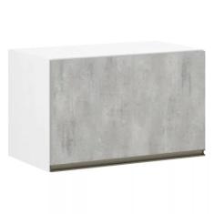 Armário Perola Basculante 60 cm 1 Porta Luciane, Branco Polar/Concreto
