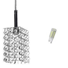 Lustre Pendente Quadrado Clearcast Cristal Legitimo com Lâmpadas 3000K (Branco Quente)